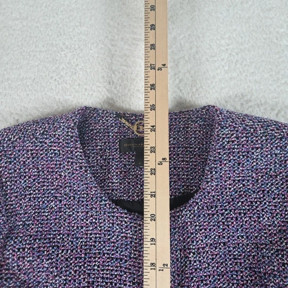 Donna Karan Boucle Tweed Full Zip Jacket size 8 Luxury Purple Gold Shoulder Pads - Picture 3 of 7